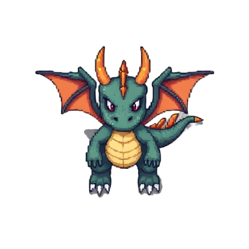 create a dragon monster in pixelated style
