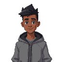 man with a grey jacket and a mixed skin and short hair