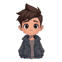 boy with a grey jacket and a mixed skin and short hair