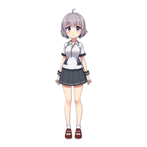 a female character with short hair and skirt 