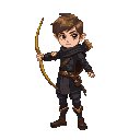 archer, with black clothes and golden bow