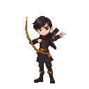 archer, with black clothes and golden bow