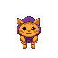orange cat with purple hoodie