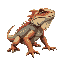  prompt: bearded dragon lizard on all fours, viewed from the side, 21x12 pixels, detailed shading, vibrant colors