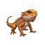  prompt: bearded dragon lizard on all fours, viewed from the side, 21x12 pixels, detailed shading, vibrant colors