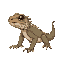  prompt: bearded dragon lizard on all fours, viewed from the side, 21x12 pixels, good shading