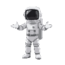 astronaut with square helmet and white spacesuit, medium sized body, broad shoulders, standing straight t pose