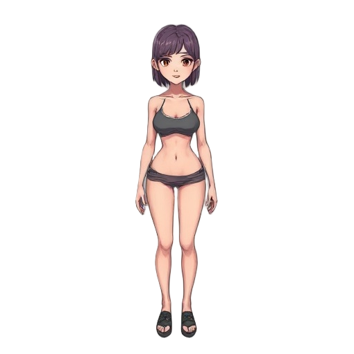 hairless without clothes, good looking, adult game, female character