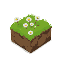 a block of grass with danelions