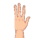 human hand, back of the hand visible (not the palm), in first-person view 5 fingers