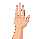 human hand, back of the hand visible (not the palm), in first-person view