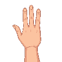 human hand, back of the hand visible (not the palm), in first-person view 5 fingers