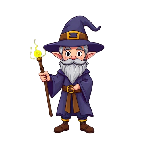 cute wizard with a magic wand