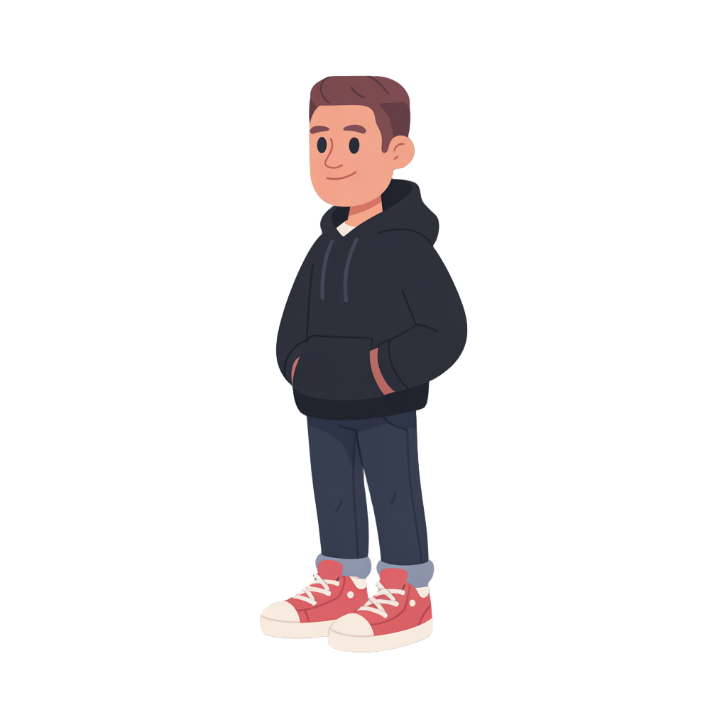 young urban man, sideview