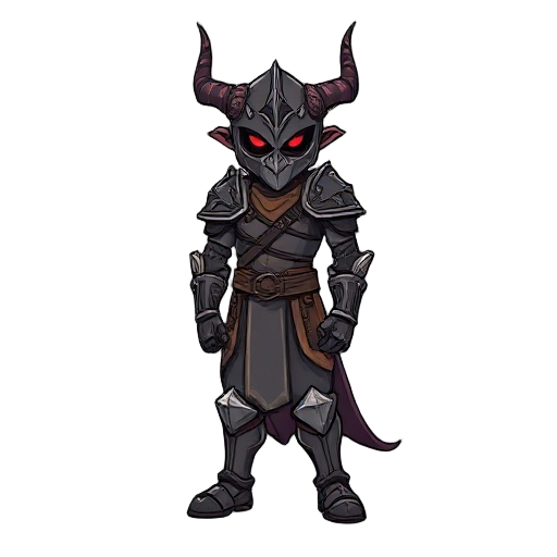 full body t pose a rpg warrior using a dnd orchich armor with a demonic helmet