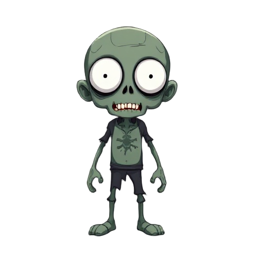 big head with big white eyes zombie 