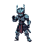 a 2d pixel art sprite of raiken, a fast and mysterious cybernetic warrior. he is depicted in multiple poses: standing, r