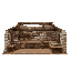 medieval wooden and stone  caldera improvised kitchen  open space  designed for a retro-style farm simulation game.