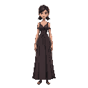 big-breasted woman in a long dress