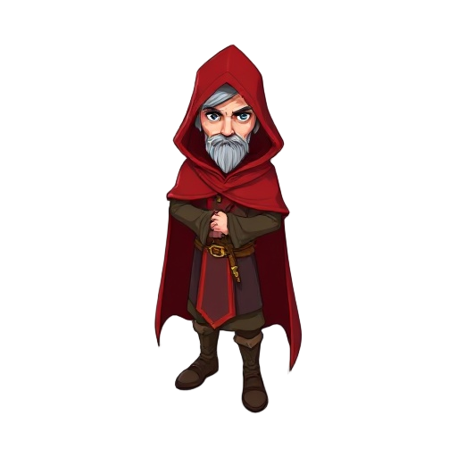 a mage with a red cloak