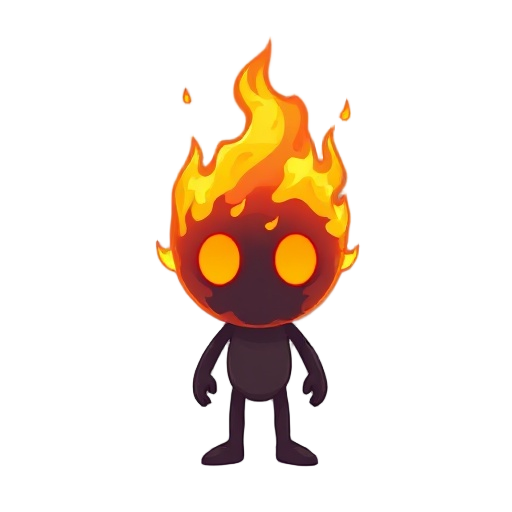 a pixel sphere fire with eyes hovering in the air 