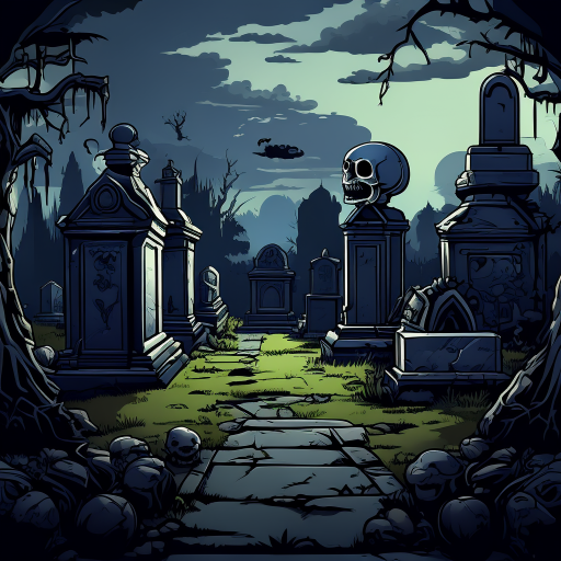 metal slug-style setting with a dark cemetery theme