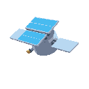 a satellite with blue solar panel 