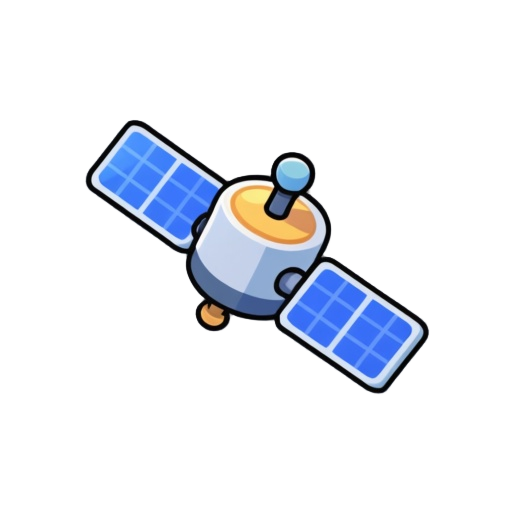 a satellite with blue solar panel 