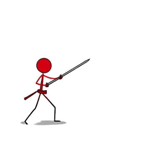 a stickfigure red ready for battle 