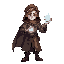 young mage with a worn robe, magical energy sparking from their hands, glowing eyes.