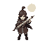 a warrior with a sword relates to the moon 