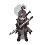 a warrior with a sword relates to the moon 