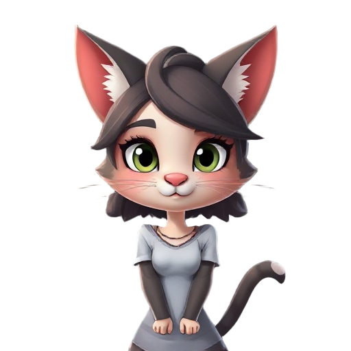 gere um personagem mulher com orelha de gato rabo de gato e com rosto humano 