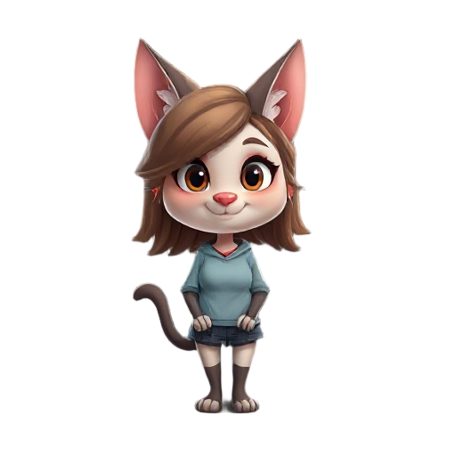 gere um personagem mulher com orelha de gato rabo de gato e com rosto humano 