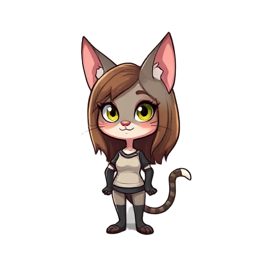 crie uma mulher com características de uma mulher gato com cabelos castanhos 