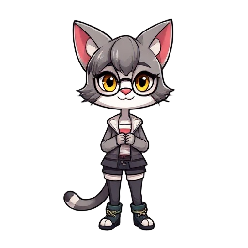 gere um prompt de um personagem feminina com características de mulher gato