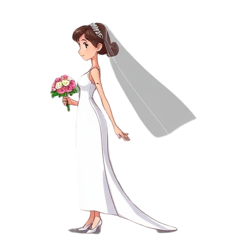 side view white dress bride