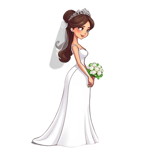 side view white dress bride
