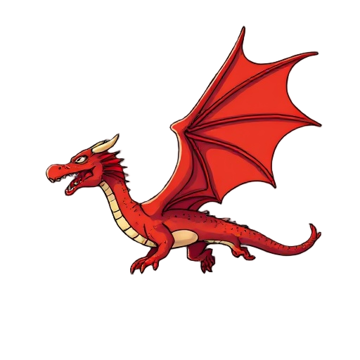 side view red flying dragon