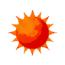 sun, star, cellestial body, centered, spherical, shades of bright red and crimson that depicts its complex solar surface.