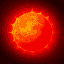 sun, spherical star, cellestial body, centered, spherical, shades of bright red and crimson that depicts its complex solar surface.
