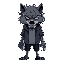 eerie scary demonic anthropomorphic wolf student 