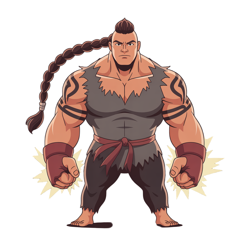 make a chracter for my pvp street fighter inspired fighting game, i want a cut but dangerous looking chracter which can atleast have to attack one light and heavy .