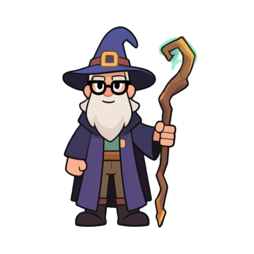 wizard with staff and glasses