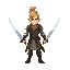 create a warrior fantasy with two swords
