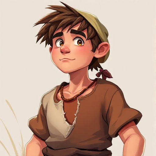 generate the image of a young peasant with a torn t -shirt