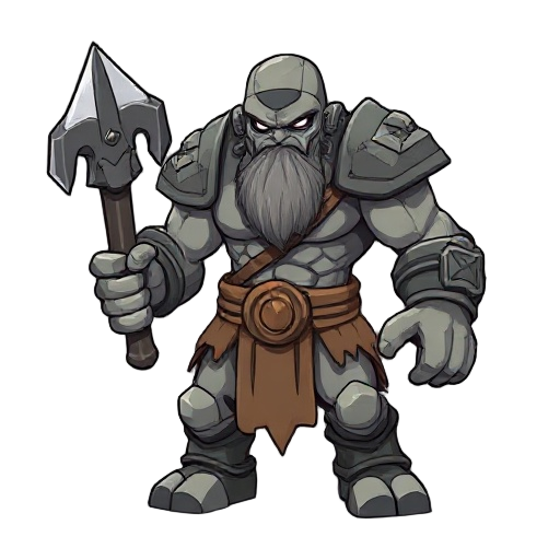  a stone golem, warrior with an aesthetic and strong body