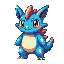 a 2d pokemon creature in a pixel artwork style
