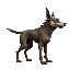 model of an emaciated dog. post-apocalyptic dog. aggressive dog. view of the dog from the right side.