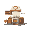 a room with an oven